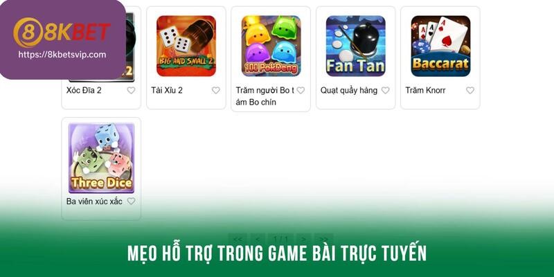 Mẹo hỗ trợ trong game bài trực tuyến