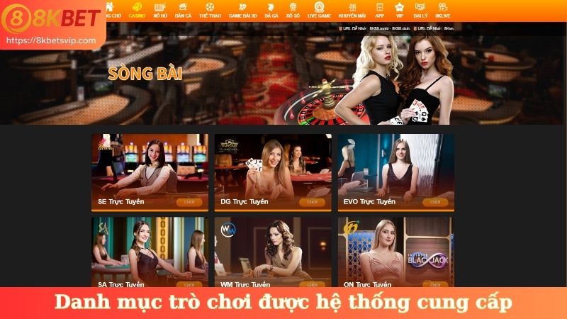 Danh mục trò chơi được hệ thống cung cấp